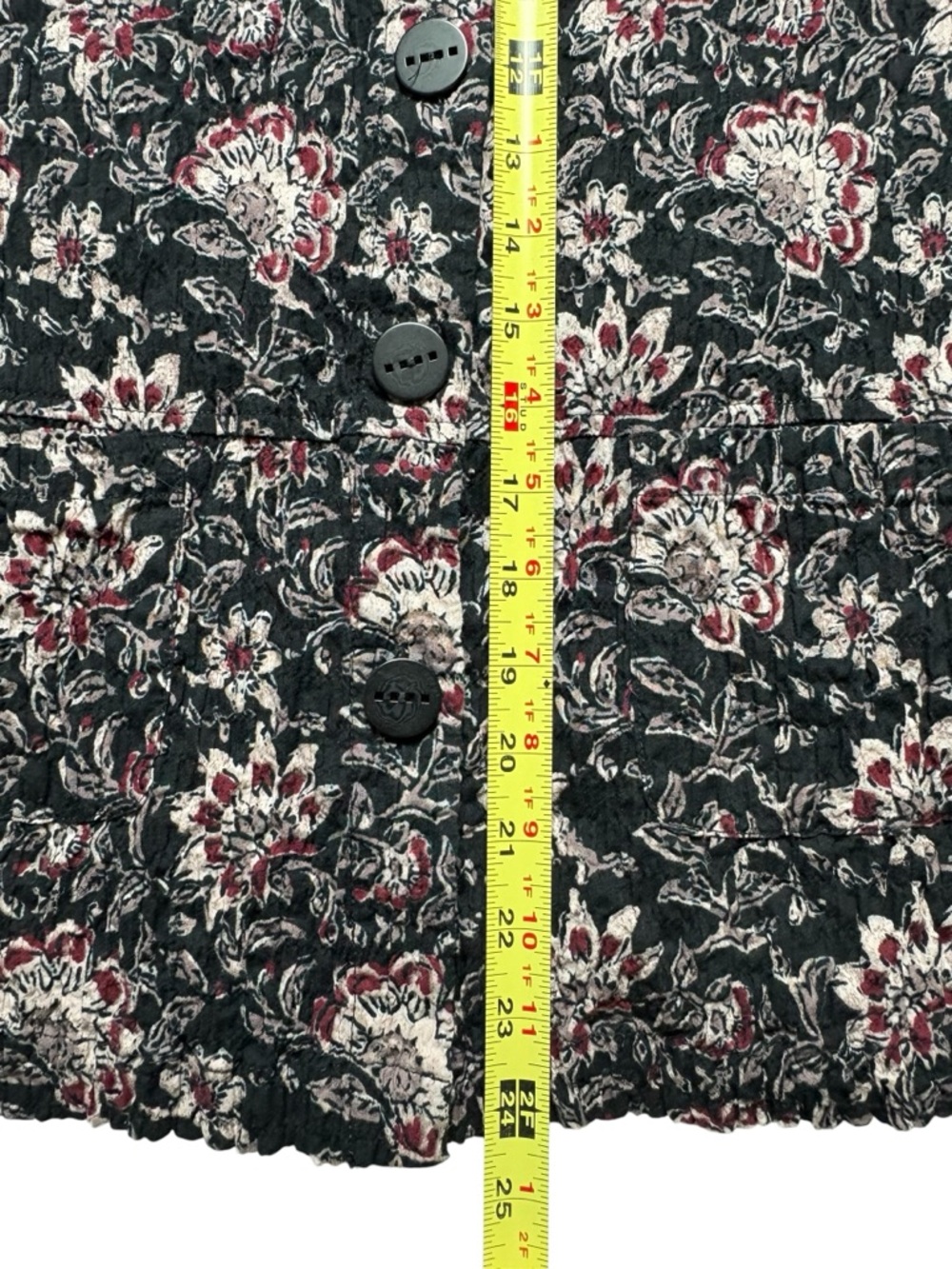 Habitat Floral Block Print Flounce Jacket M Black Crinkle Cotton Style 48745 - Picture 9 of 12